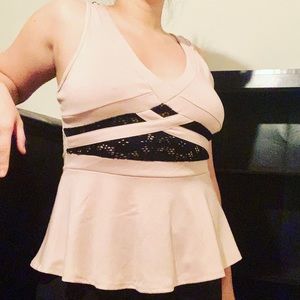 Charlotte Russe Pink & Black Peplum Top